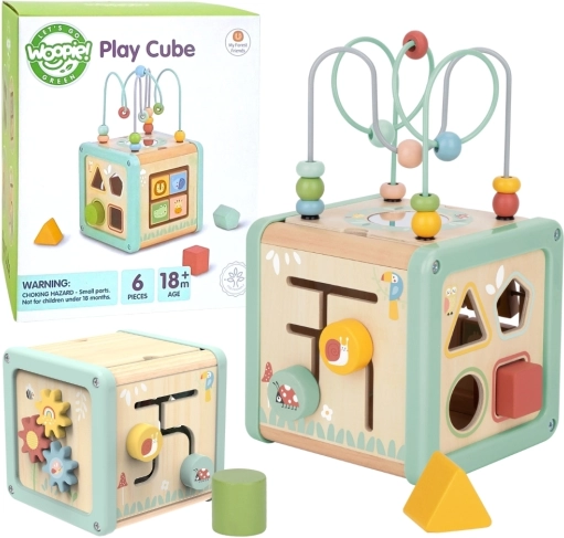 Drvena aktivna kocka WOOPIE GREEN – multifunkcionalni edukativni sorter