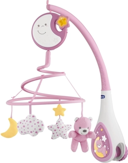 Chicco Next2Dreams 3u1 glazbeni vrtuljak za krevetić s noćnim svjetlom, ružičasti 0m+