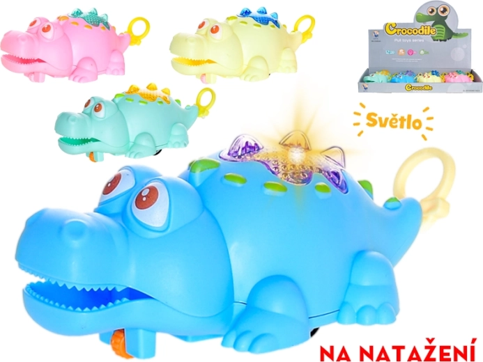 Wind-up crawling crocodile with light, 11 cm
