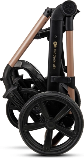 Suspended foam wheels and easy folding