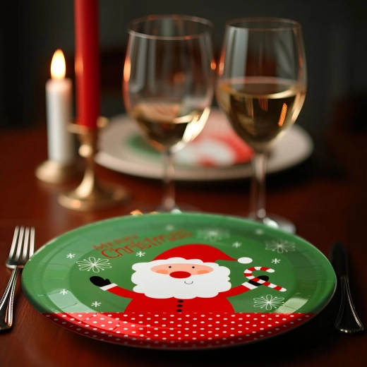 Christmas Paper Plates with St. Nicholas Motif, Set of 12