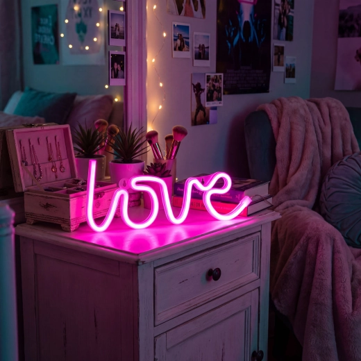 Pink neon LED Love lamp