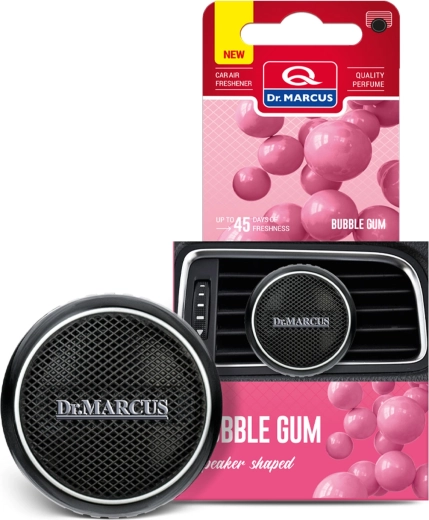 Dr. Marcus car air freshener in the shape of a speaker, Bubble Gum