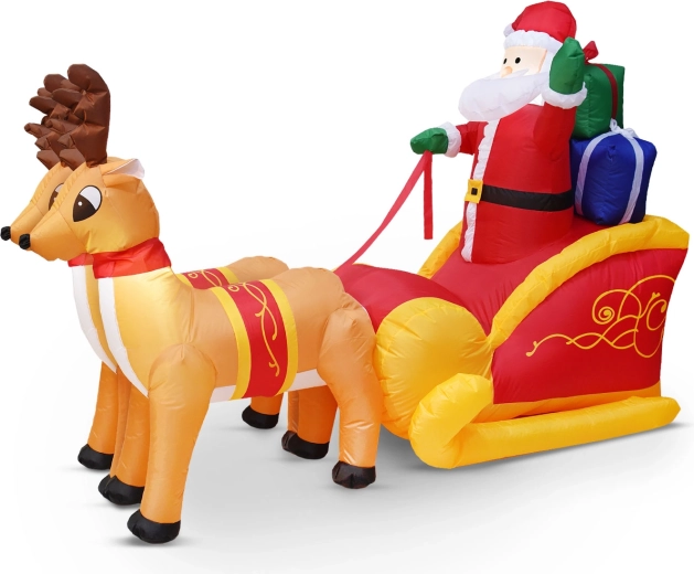 Inflatable St. Nicholas on a Sleigh 230 cm with LED Lighting