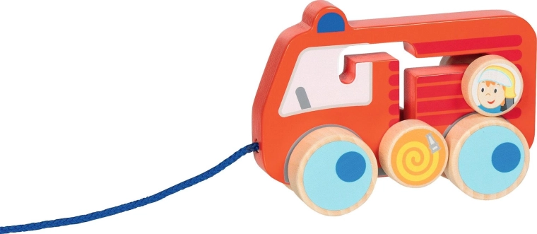 Wooden pull-along fire truck 112 - 1 piece