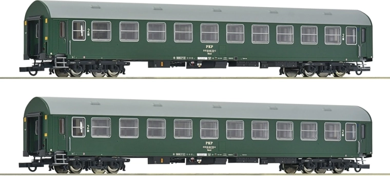 Roco set 2 putnička vagona PKP H0 Bwxzd Y/B 70