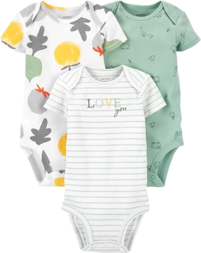Carter’s bodiji za bebe kratkih rukava Veggies, 3 kom, neutralni