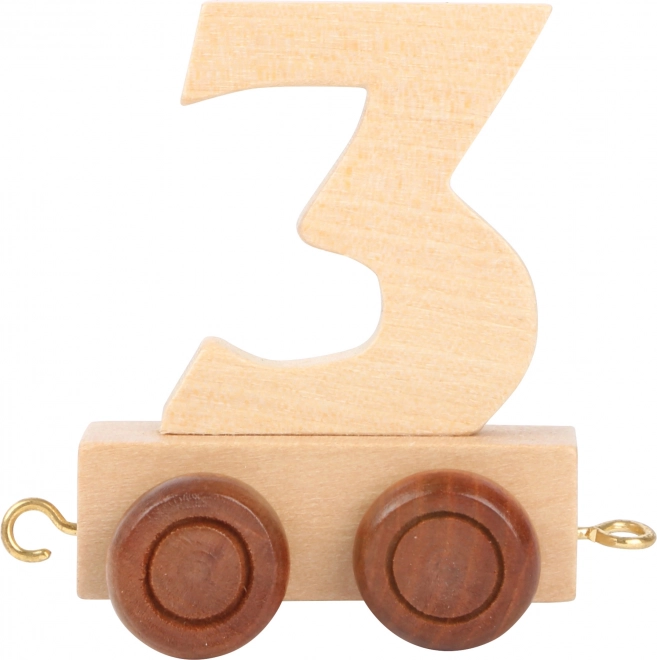 Carriage of Wooden Train Sets with Number 3 Motif