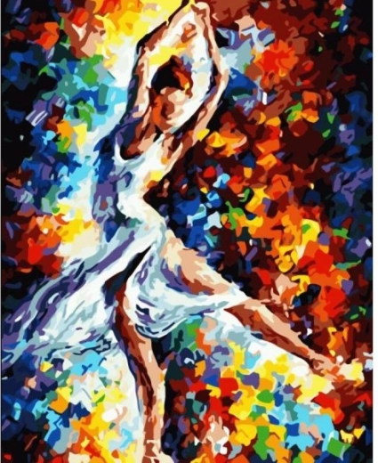 Slika za bojanje po brojevima u okviru 40 × 50 cm – balerina u boji