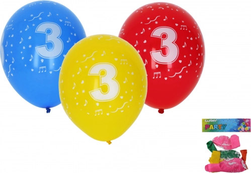 napuhavajući baloni 30 cm s brojem 3 – set 5 kom