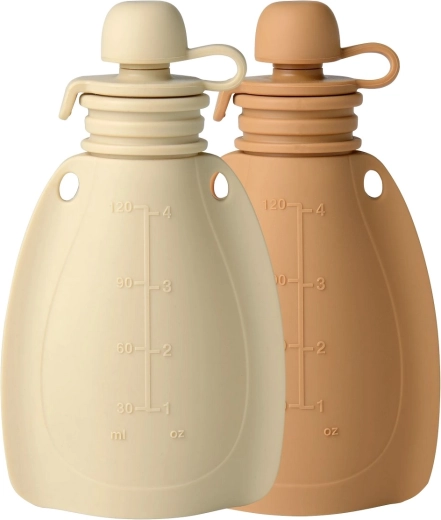 Mininor silicone refillable snack pouches Soft Rabbit/Roe Deer, 2 pcs
