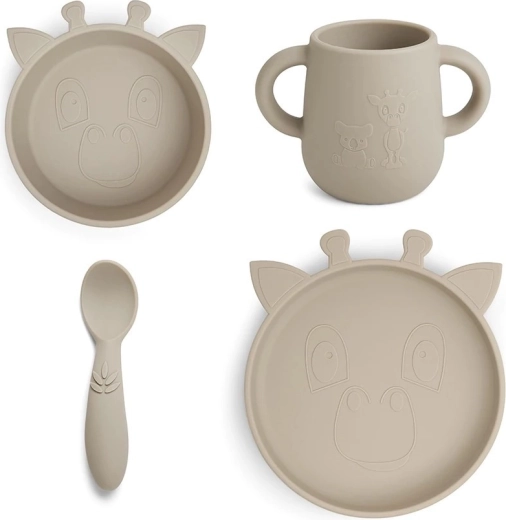 Nuuuroo Lykke silicone dining set giraffe cobblestone