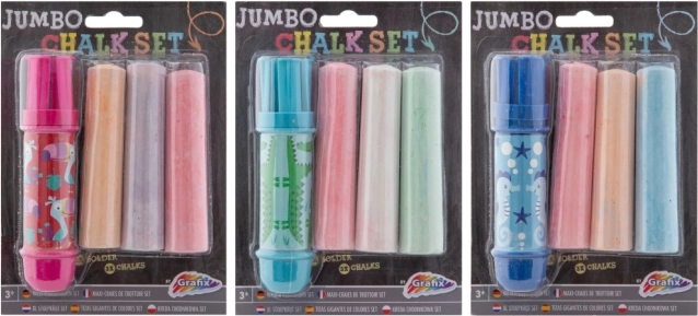 Krede za pločnik jumbo s držačem, 3 kom