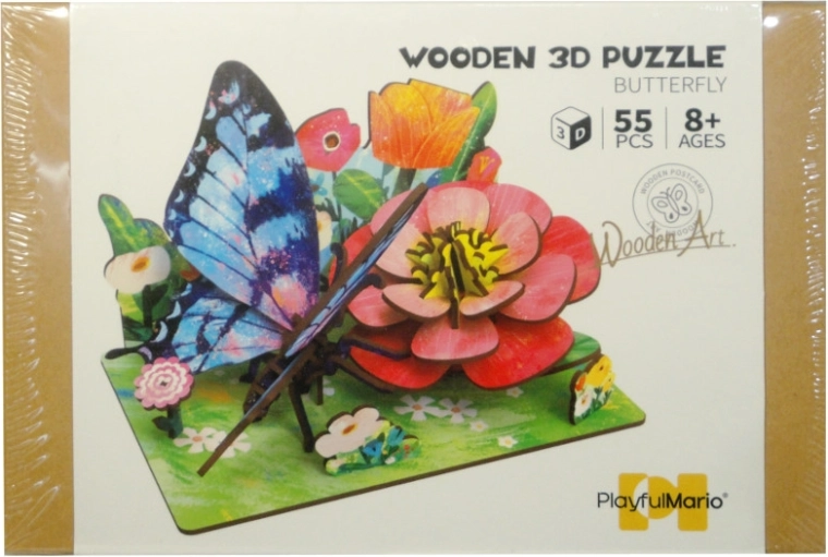 Drvene 3D puzzle DIY – livada s leptirom i cvijećem
