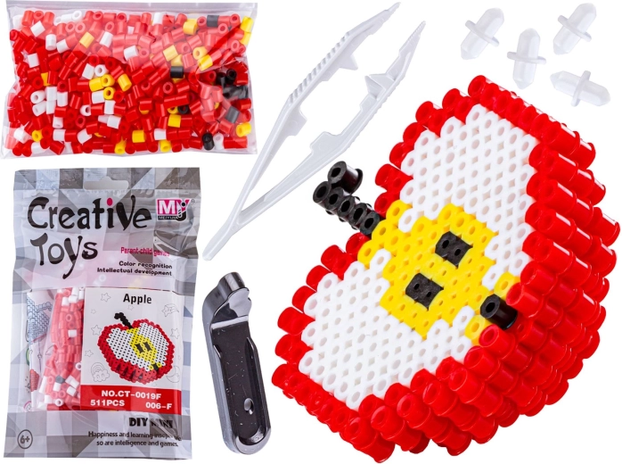 3D iron-on beads – apple template (fruit) in a pouch