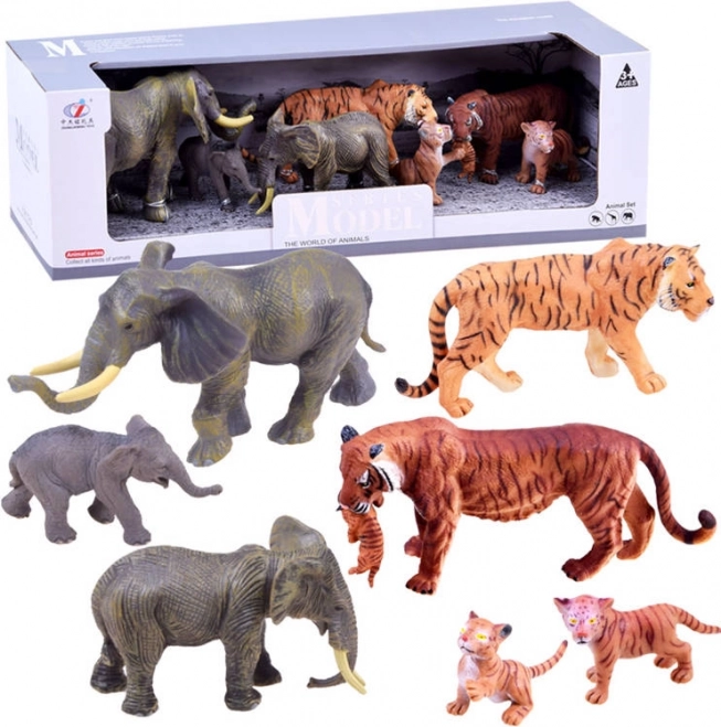 Safari Zebra and Lion Figurine Set – Tiger and elephant
