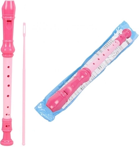 Three-color plastic recorder with cleaning rod