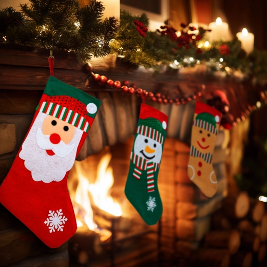 Christmas textile stocking 42 × 24.5 cm, assorted designs - 1 piece
