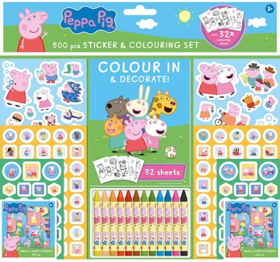 Set naljepnica s bojankom i voštanim bojicama Peppa Pig (500 kom)