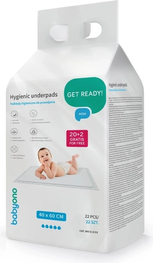 Higijenske podloge za prematanje BABYONO 40 × 60 cm, 22 kom