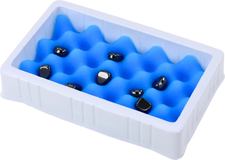 Stable board with foam insert for a clear, organized game