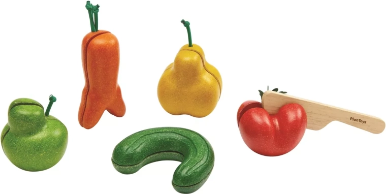 PlanToys krivo voće i povrće – set za rezanje