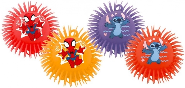 Dlakava gumena lopta 230 mm – SPIDEY i STITCH (mješavina motiva)