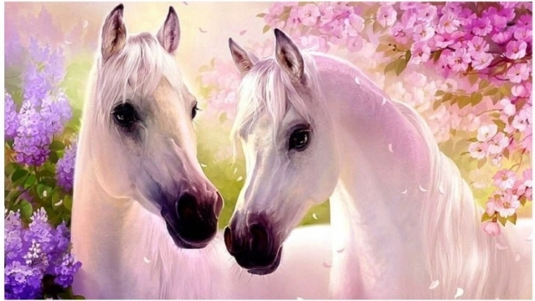 Dijamantno slikanje – zaljubljeni konji 30x40 cm NORIMPEX
