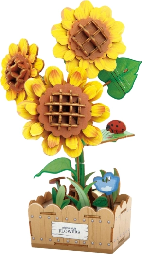 3D wooden sunflower model kit 21 cm - 1 piece