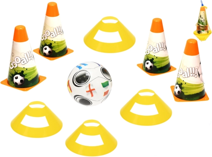 Football training set with cones, markers and a ball
