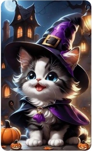 Dijamantna mozaika - Mačić Halloween