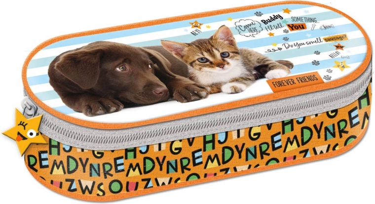 Oval school pencil case Forever Friends with zipper