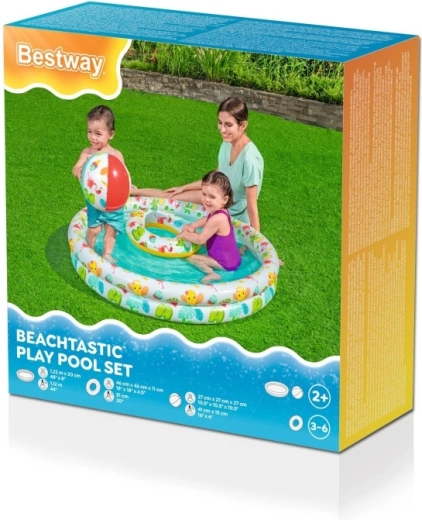 Bestway dječji bazen na napuhavanje 3 u 1 s loptom i obručem 122 cm