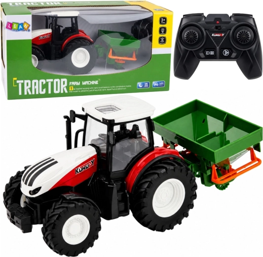 RC poljoprivredni traktor sa sijačicom 1:24 s LED svjetlima (crveni)