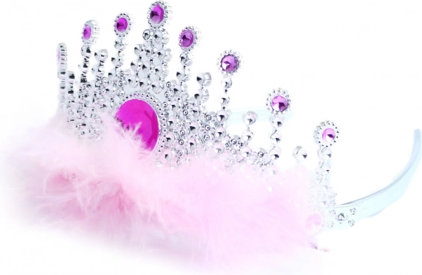 Kruna s ružičastim perjem za princeze