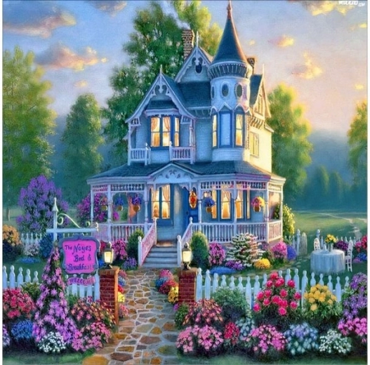 Diamond painting – villa with a garden 30 × 40 cm - 1 piece