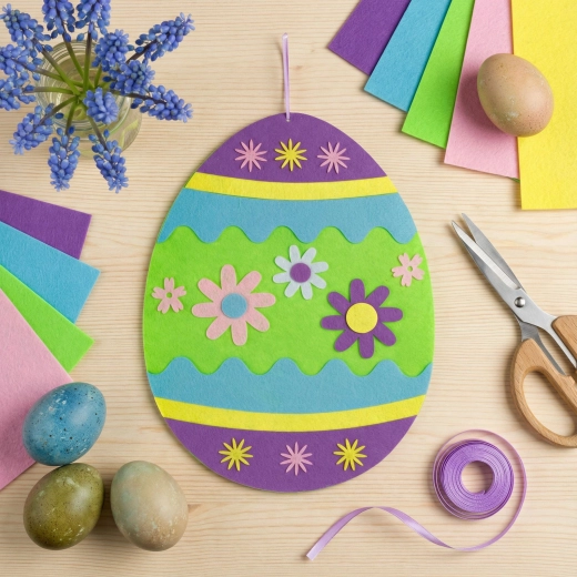 Easter Felt Egg-Shaped Hanging Decoration 38 × 28 cm - 1 Piece