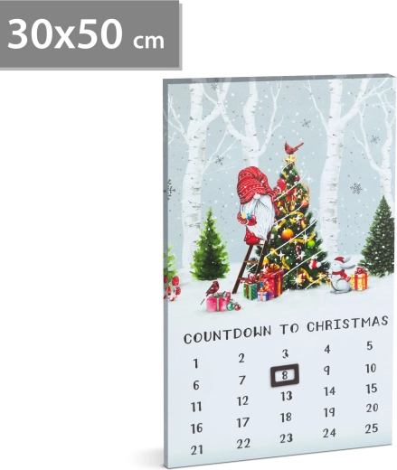 LED Wall Calendar with Warm White Lighting 30 × 50 cm
