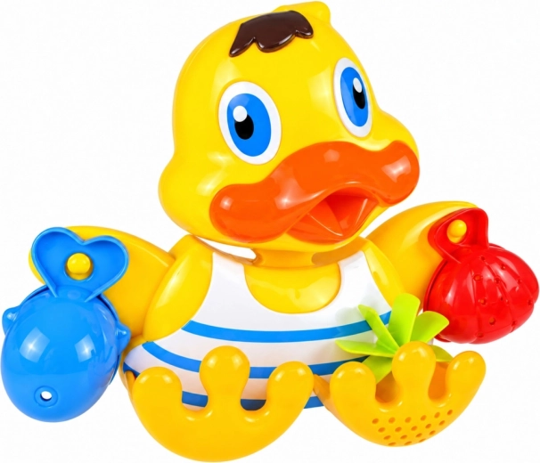 Cheerful duck with accessories