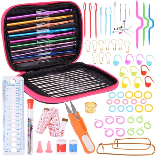 Set za kukičanje 100 komada kukice 0,6-6,5 mm s priborom u kućištu