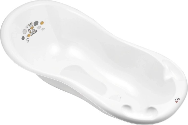 Maltex Baby Bath Tub Zebra 100 cm with Drain Plug and Anti-Slip Mat, White