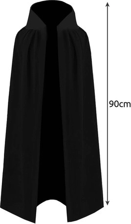 Dugi crni plašt s ovratnikom (90 cm)