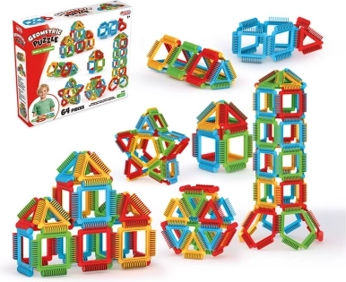 Geometric Puzzle Construction Set (64 Pieces)