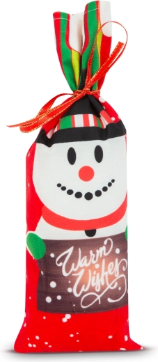 Christmas Bottle Holder with Snowman Ribbon