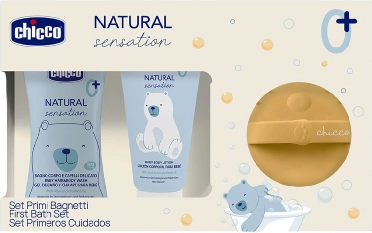 Chicco poklon set kozmetike Natural Sensation sa silikonskom spužvicom za pranje