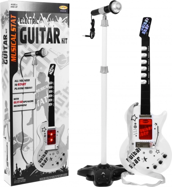 Električna gitara + mikrofon za djecu 6+ Zvukovi glazbenih instrumenata + svjetla