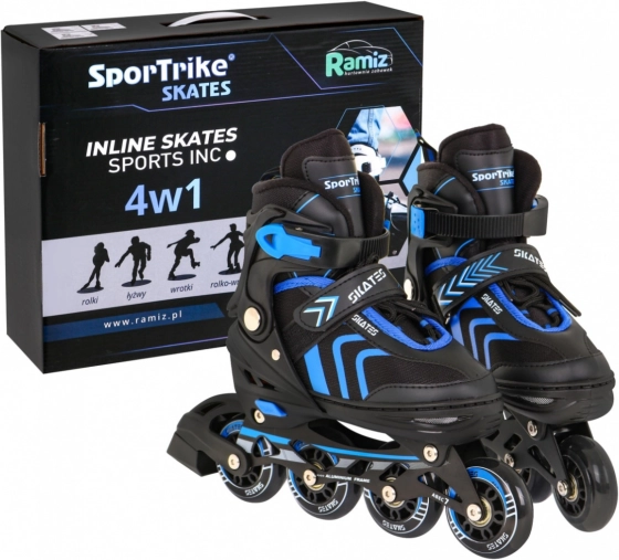 Set dječjih klizaljki 4-u-1: inline, quad i ledene – veličina 39–43 – Plava