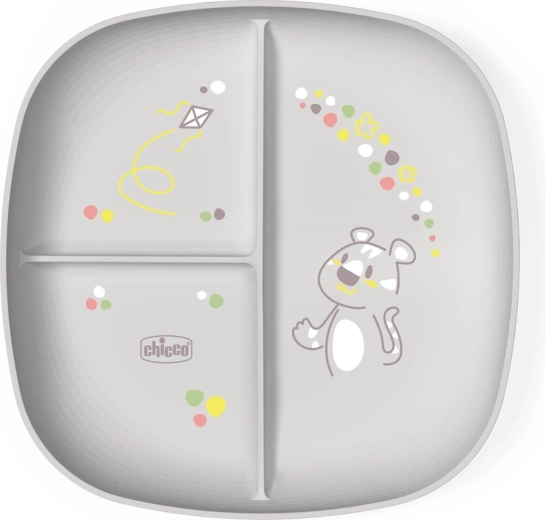 Chicco divided plate grey 12m+