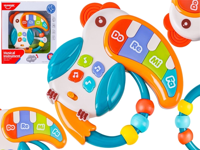 Educational musical toucan – mini piano, rattle, melodies and sounds