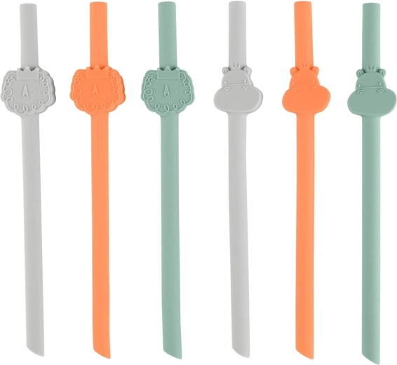6 silicone straws in the pack